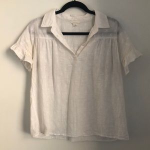 White Linen Blouse - Size M